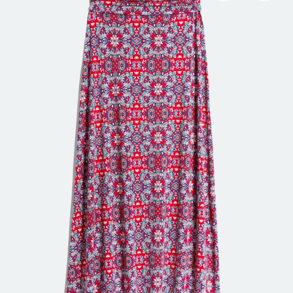 Gilli Red and Blue A-Line Maxi Skirt Resort Wear
